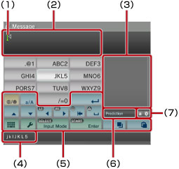 Mini-size keyboard screen. Labeled 1 through 7 starting from the top left.