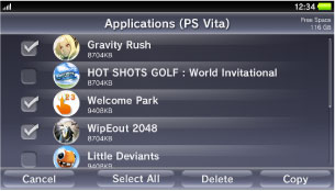 Skærm med indholdsliste.