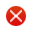 Rood, rond pictogram met een kruis in het midden.