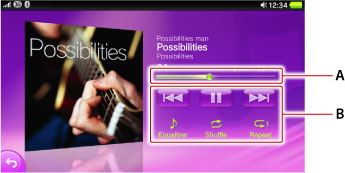 音樂的播放畫面。由上起依序為A到B。