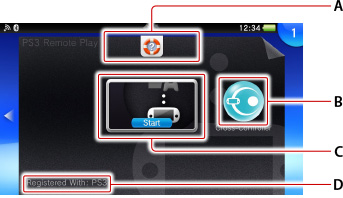 PS3遙控遊玩的LiveArea。由上起依序為A到D。