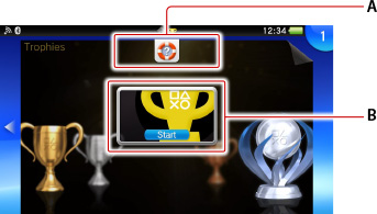 Экран LiveArea – Призы. Маркировка от A до B, начиная сверху.