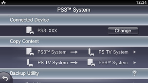 Skjermbildet Tilkoblet til PS3-systemet.