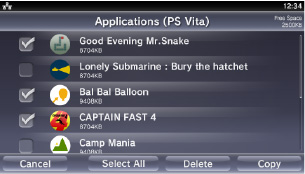 Inhaltslisten-Bildschirm.