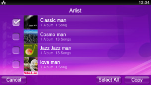 Tela da lista de músicas.