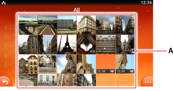 Gallery screen. Labeled A.