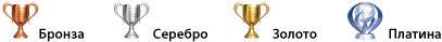Категории призов, начиная с высшей: платина, золото, серебро и бронза.