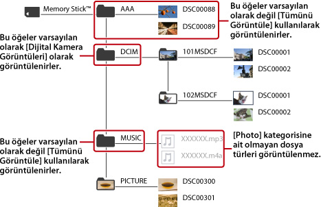 Fotoğraf kategorisine ait olan tüm klasörler ve görüntü dosyaları görüntülenir.