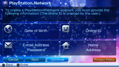 PS3™ Signing up for PlayStation®Network