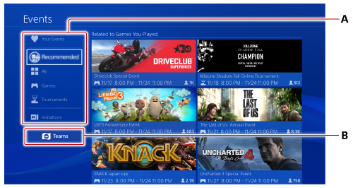 What's on the event screen | PlayStation®4 Guide