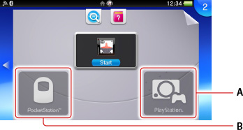 PocketStationに対応したゲームのLiveArea。上から順にAからBまで。